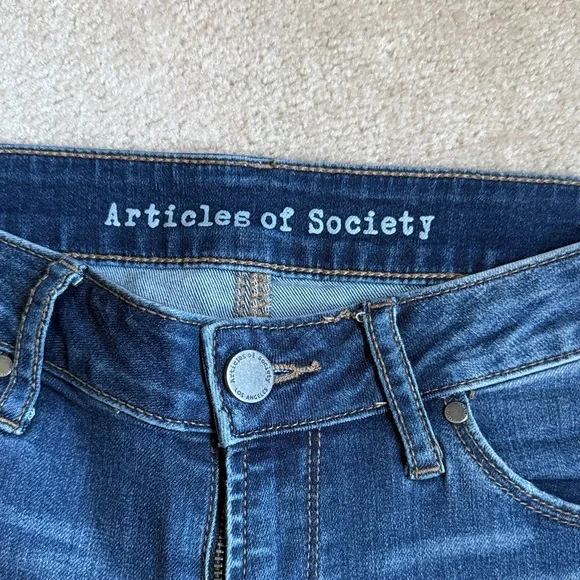 Articles Of Society Dark Blue Distressed Skinny Jeans - Picture 2 of 6